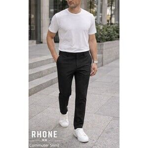RHONE mens Commuter Pants Slim - 32 x 28 - Black Performance Fabric